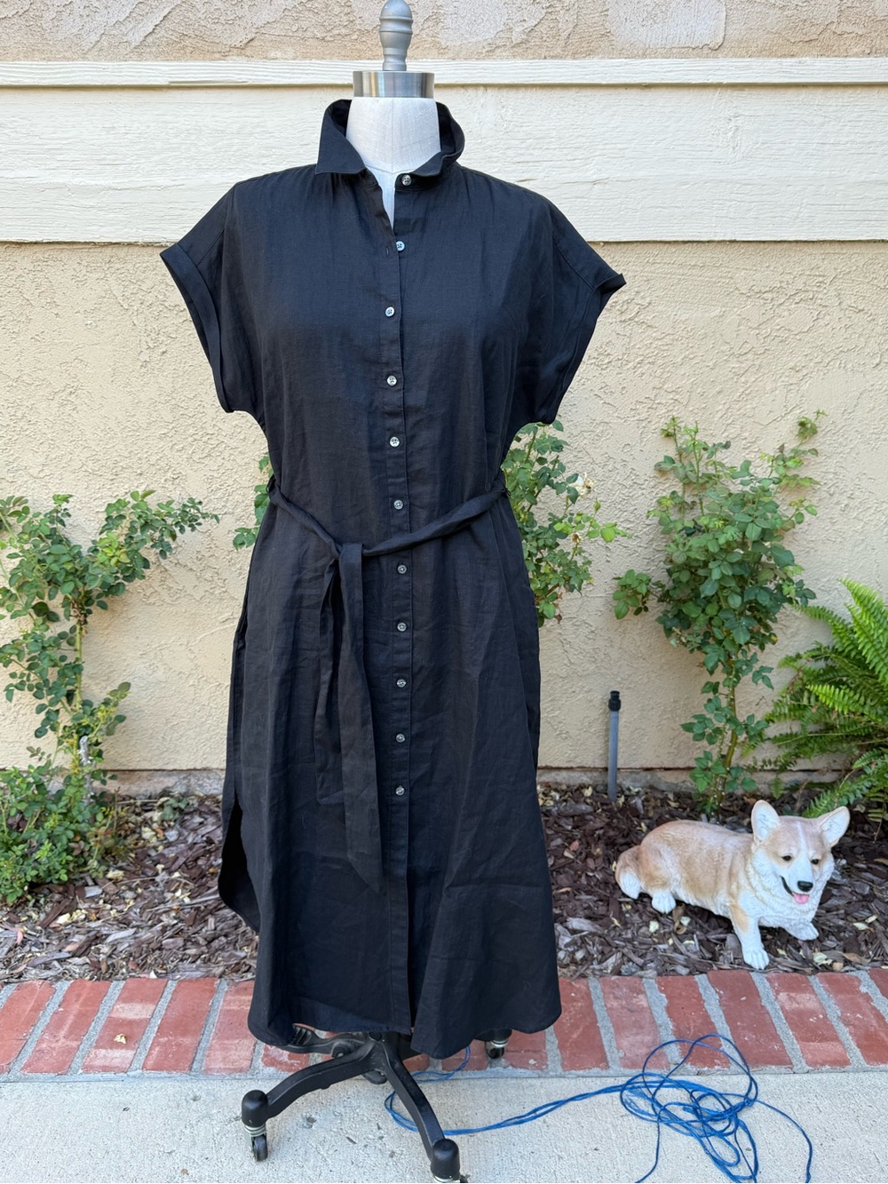 Tommy Bahama Black linen Button-Front Maxi Shirt Dress